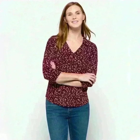 New Burgandy Beacon Stitch Fix Blouse V-neck  Large. New never worn E - Picture 2 of 13